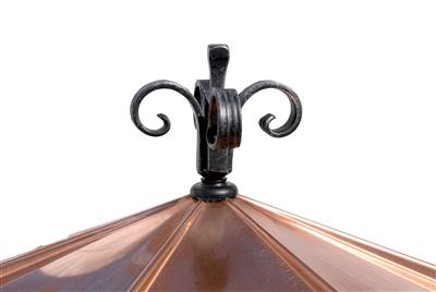 Sockelleuchte mit Kupferdach, Farbe: Schwarz, Höhe 700mm