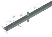 Traverse 30x20x2000mm, mit 15 Durchgangsbohrungen Ø 12,5mm