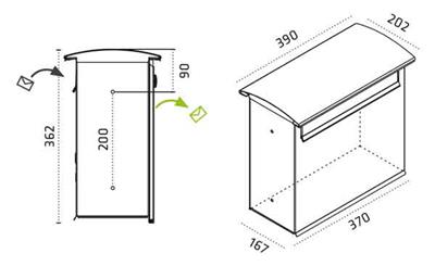 Briefkasten LIKNO aus Aluminium mit gewölbtem Dach 