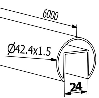 Nutrohr V4A, rund, 42,4x1,5mm, Länge 5000mm