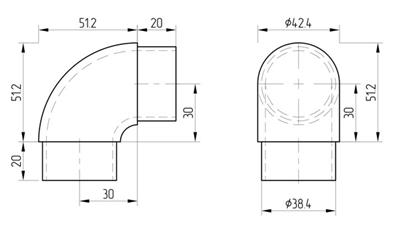 Rohrsteckwinkel V2A 90°, rund, für Rohr 42,4x2,0mm