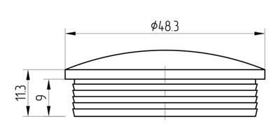 Endkappe V2A, oval, für Rohr 48,3x2,0mm