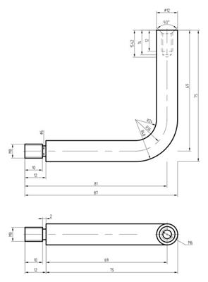 Handlaufträgerwinkel V2A 90°, mit Außen- und Innengewinde