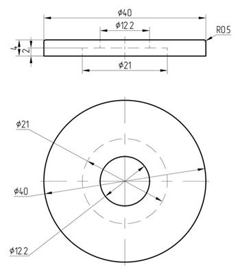 Abdeckrosette V2A, Ø 40mm, Lochung für 12mm