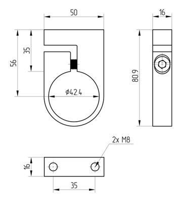 Halterung V2A, für Rohr 42,4mm