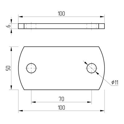 Ankerplatte V2A, oval, mit 2 Bohrungen