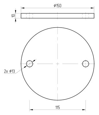 Ronde V2A roh, 2 Lochungen, 150x10mm