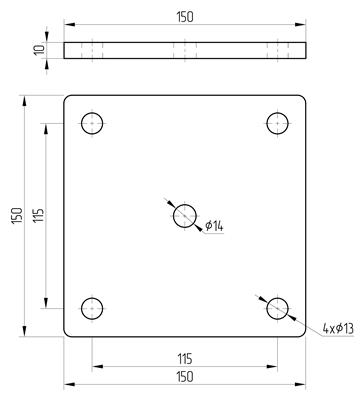 Ankerplatte V2A, mit 5 Bohrungen