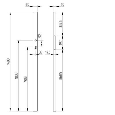 Edelstahl-Anschweißprofil RH 60/40, 60x40x2mm, Länge 1400mm