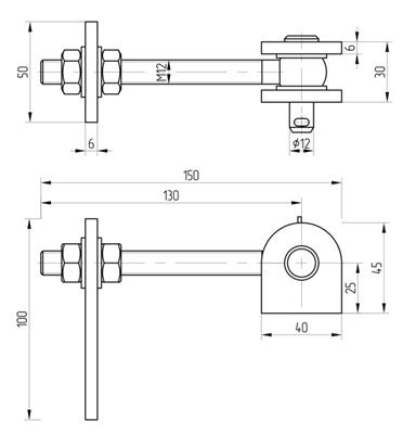 Torband V2A, 180° verstellbar, M12