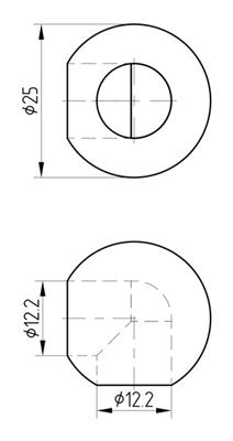 Massivkugel V2A, 25mm, mit 2 Sacklochbohrungen für 12mm