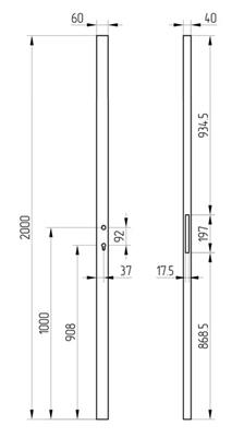 Edelstahl-Anschweißprofil RH 60/40, 60x40x2mm, Länge 2000mm