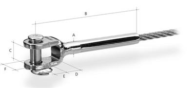 Gabel sechskantverpresst, für Seil 8mm