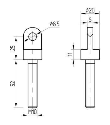 Öse, V2A, mit Gewinde M10