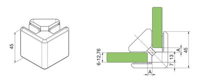 Glasklemme 90° eckig, Zinkdruckguss, für flache Anschlüsse