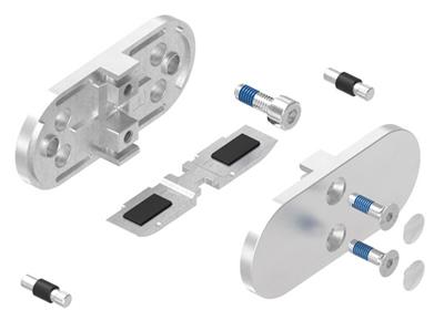 Glasklemme aus V2A, Modell 38, ovale Form für 2 Scheiben