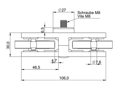 Glasklemme aus V2A, Modell 38, ovale Form für 2 Scheiben