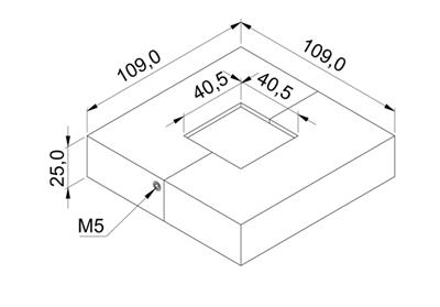 Abdeckrosette V2A geteilt, 109x109mm, für Rohr 40x40mm