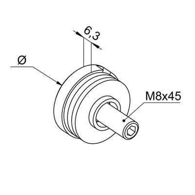 Punkthalter V2A Ø30mm, Oberteil mit Gewindestift 