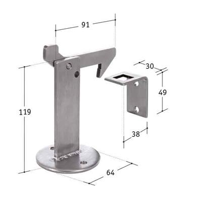 Sturmhaken V2A zur Bodenmontage