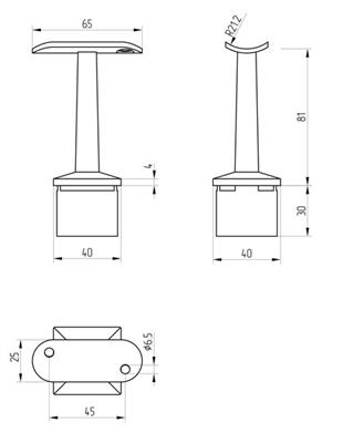 Handlaufträger V2A gegossen, feststehend, für Rohr Ø42,2mm