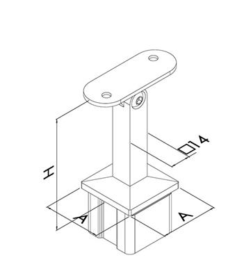 Handlaufträger V2A gegossen, beweglich, für flache Profile