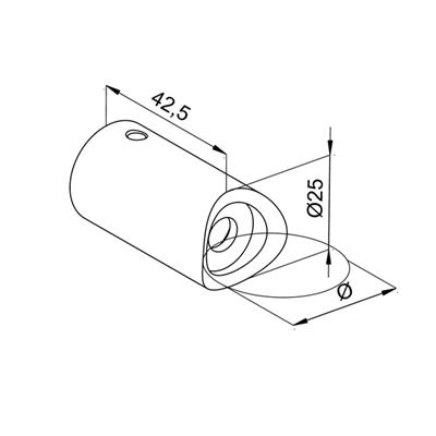 Türgriffstütze V2A, 90°/gerade, für Rohr 42,4mm