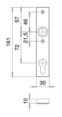 Kurzschild V2A von edi, eckige Form, Entfernung 72mm
