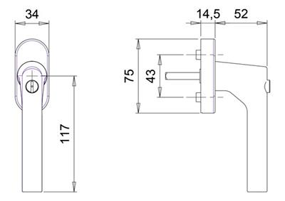 *Fenstergriff von edi, aus Edelstahl, mit Druckknopf