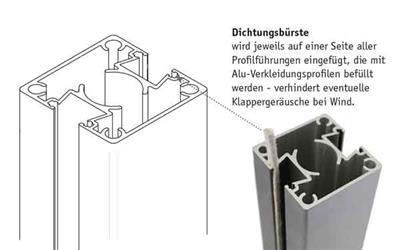 Dichtungsbürste, grau, für Sichtschutzpfosten 70x70mm