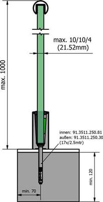 *Trans Level 60 Glasprofil, 1,0kN, für Bodenmontage, Länge 2500mm