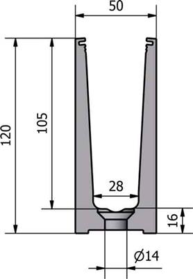 *Trans Level 60 Glasprofil, 1,0kN, für Bodenmontage, Länge 2500mm