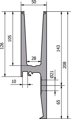 Trans Level 30 Glasprofil, 1,0kN, für Seitenmontage, Länge 5000mm