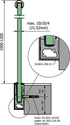 *Trans Level 60 Glasprofil, 1,0kN, für Seitenmontage, Länge 5000mm