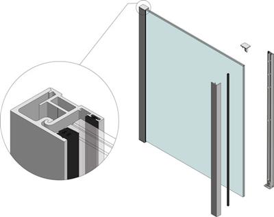 SKYFORCE SLIM, unbehandelt für Top Montage, für Glasstärken 10-11mm, Höhe 1000mm