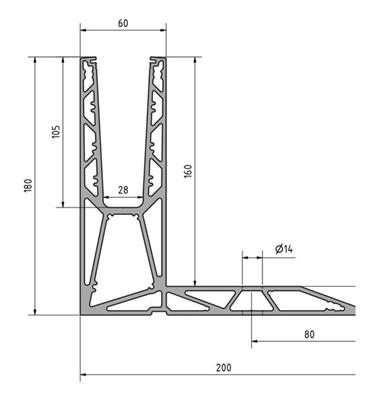 Trans Level 3120 Glasprofil unbehandelt, 1,0kN, für Bodenmontage, Länge 2500mm