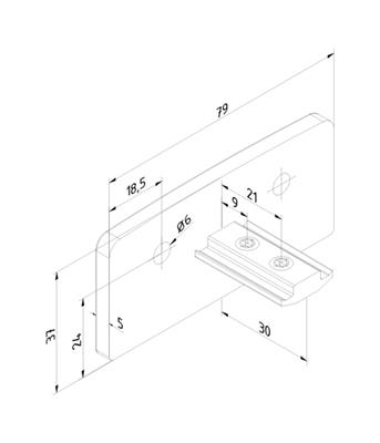 Aluminium-Wandanschluss, unbehandelt