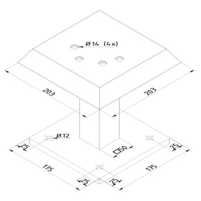 GotU Dachpfosten für Pfosten 58 x 58mm