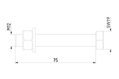 Montagebolzen auf Stahl, M12x75mm, AISI 316