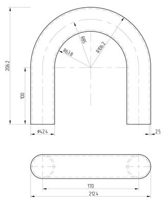 Rohrbögen 180° aus Stahl roh 42,4x2,5mm; r=85mm