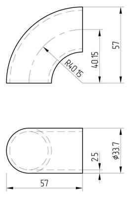 Anschweißbogen 90° aus Stahl roh, für Rohr 33,7mm