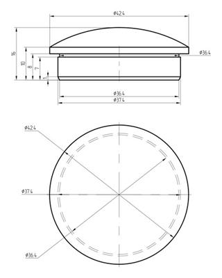 Endkappe Stahl roh, oval, für Rohr 42,4x2,5mm