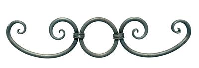 Zierelement aus C-Bögen mit Ring, 520x120mm, Material Ø 12mm