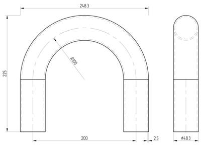 Rohrbogen Stahl roh, 48,3x2,5mm - 180°