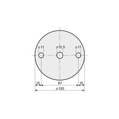 Ronde mit 2+1 Bohrungen (11mm+12,5mm), Größe 120x6mm