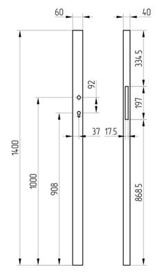 Anschweißprofil RH60/40, Rohr 60x40x2mm, Länge 1400mm