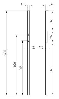 Anschweißprofil QR40, Rohr 40x40x2mm, Länge 1400mm