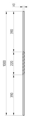 Geländerstab 1x gedrillt, 220mm, Stab 12x12mm