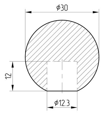 Massivkugel 30mm, mit Sacklochbohrung für 12mm