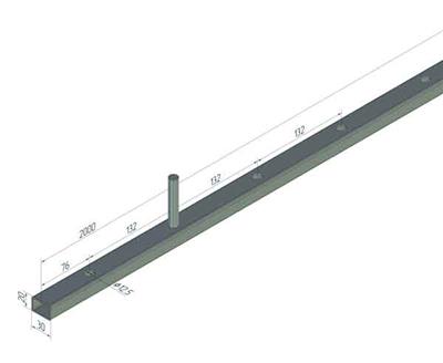 Traverse 30x20x2000mm, mit 15 einseitigen Bohrungen Ø 12,5mm